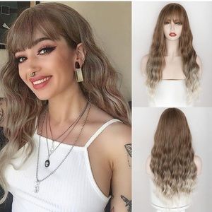 24 Inches Brown Blonde Wavy Wig